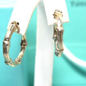 Tiffany & Co Vintage Bamboo 1" Hoop Earrings Sterling Silver 1996